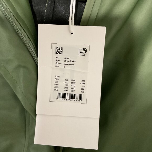 Rains String Parka Evergreen, Size: Small - Picture 3 of 3